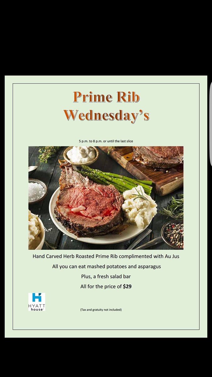 Latitude26on5th's tweet photo. Wednesday (2/15) is #PrimeRibNight at the Hyatt House #Naples #FL for $29 from 5-8pm. Don't miss out #SWFL #Florida w/ Salad bar included. https://t.co/GQR4Dl7vjA