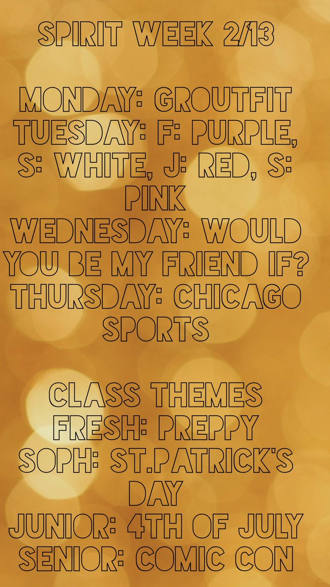 SPIRIT WEEK STARTS TOMORROW !!