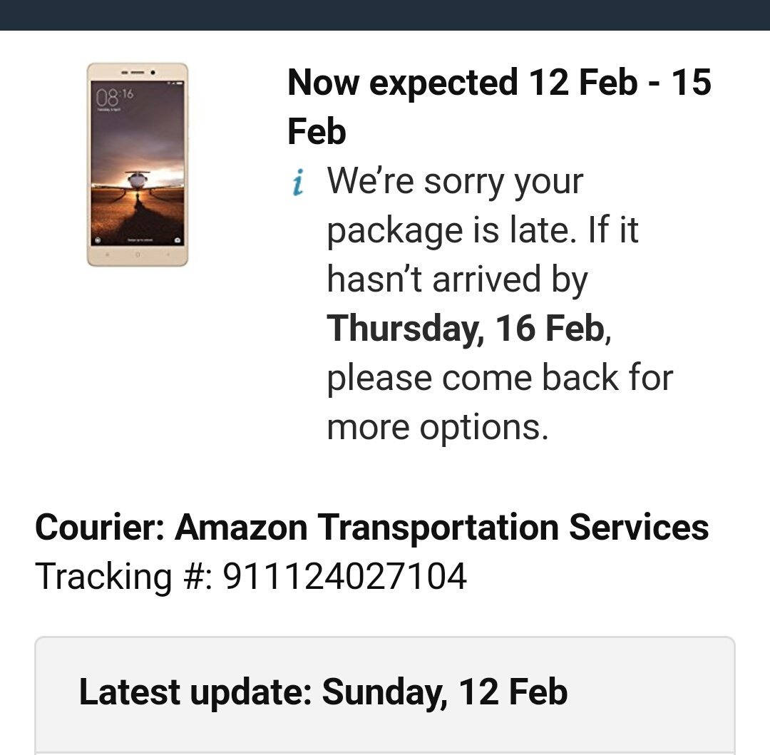 shailen_pratap's tweet photo. @AmazonHelp
Gurantee delivery was promised for 12 th feb 8 PM and now no response from #ChorAmazon co.
Making excuses.
Where is my fone? https://t.co/ysLvDQTDZD