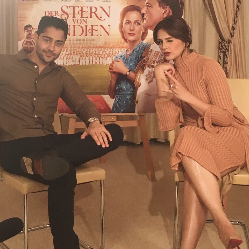 Some television interviews now .. Goofy me with the suave <a href="/TheManishDayal/">Manish Dayal</a> #Berlinale2017 #ViceroysHouse