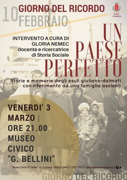 dettoMostro's tweet photo. Un paese perfetto - venerdì 3 marzo 2017 ore 21 - Museo Bellini #Asola (MN) #Grisignana #glorianemec https://t.co/5Km66W2kQ4