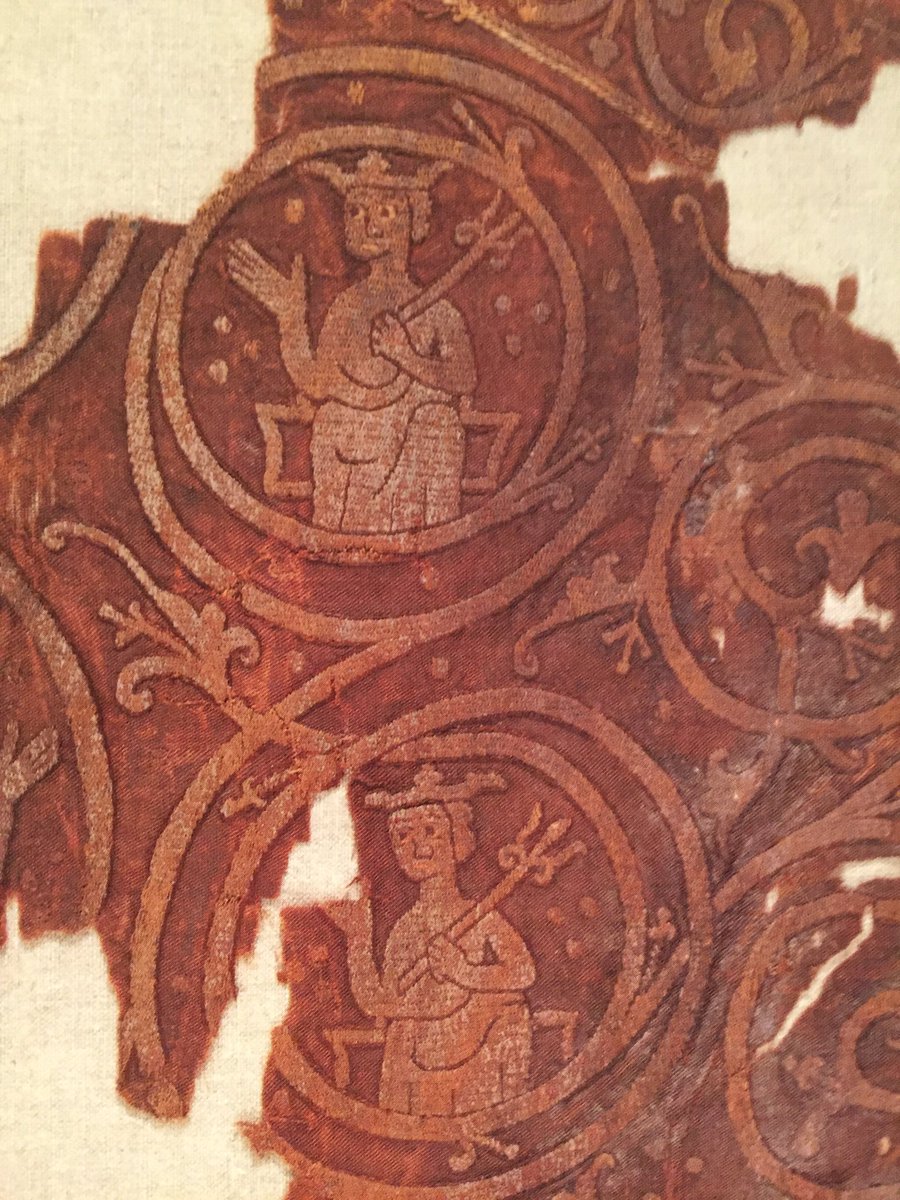 SchoolofT's tweet photo. Fragments of #vestment #cloth from 1220-50 found in tomb in #Worcester #Cathedral - #C13th #textiles @V_and_A https://t.co/vcL6MwIbdy