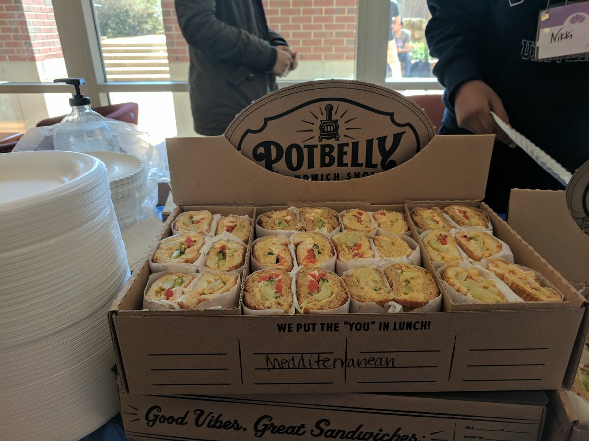 MLHacks's tweet photo. Hackers at #PearlHacks are enjoying some delicious sandwiches from our friends at @Potbelly to help give them some pre-demo energy! #mlh2017 https://t.co/nvIqhqYKbK