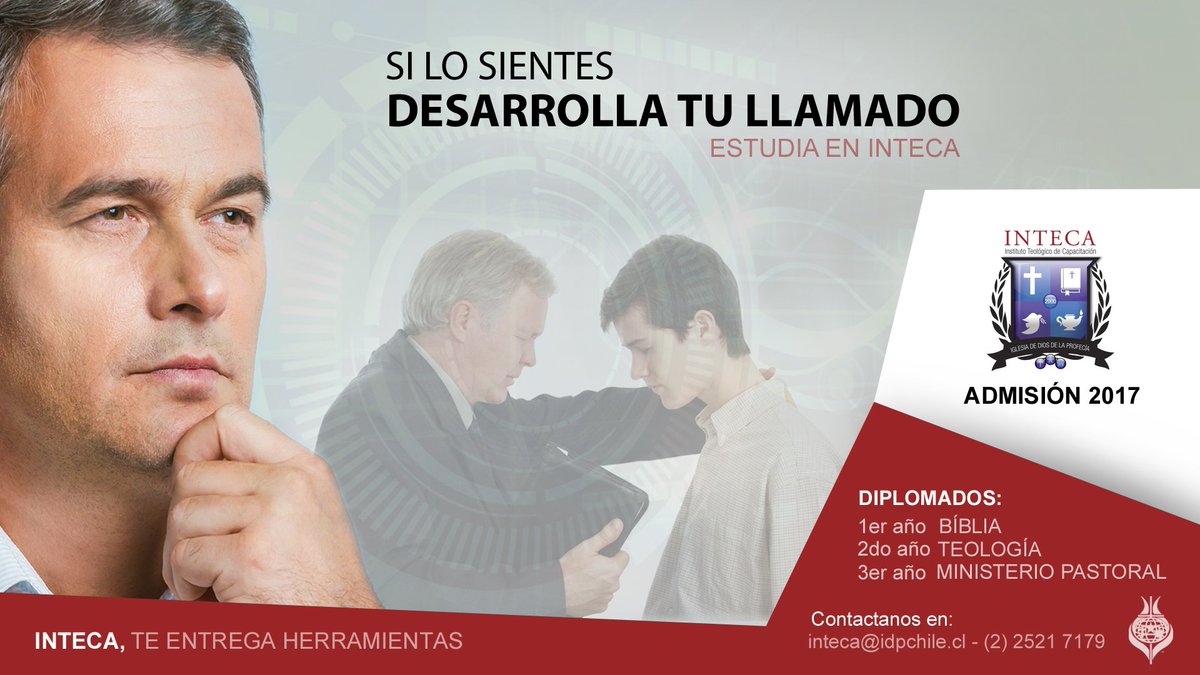 IDP_Chile's tweet photo. Estudia en INTECA, ADMISIÓN 2017. Si lo sientes DESARROLLA TU LLAMADO ¡No esperes más! Inicio de clases 18 de marzo https://t.co/6kN9xNmgYa