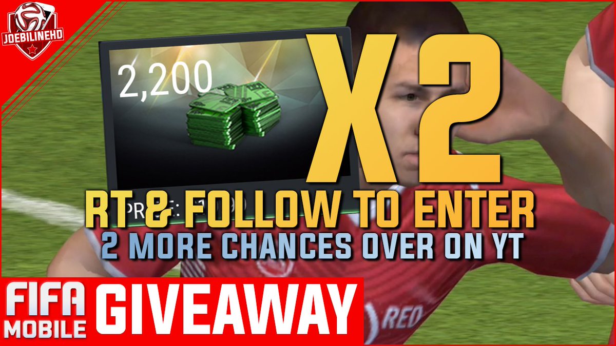 joebilinehd's tweet photo. #TR16UTE WINNER👑
4 X @EAFIFAMOBILE 2.2K FIFA POINT GIVEAWAY 
2 ON TWITTER / 2 ON YT
RT &amp; FOLLOW TO ENTER
#FIFAMOBILE https://t.co/RLWxmGpuxg https://t.co/T7p6DdHIRM