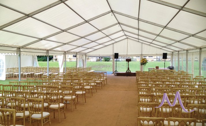 A Be Upstanding Marquee dressed up for a ceremony. 
#venue #marquee #party #wedding