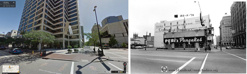 PartclyEvrythg's tweet photo. Downtown Cincinnati – Then and Now: 1968-2015 Mashups https://t.co/XTIBG8wvR4 https://t.co/RmkQBYHwmk