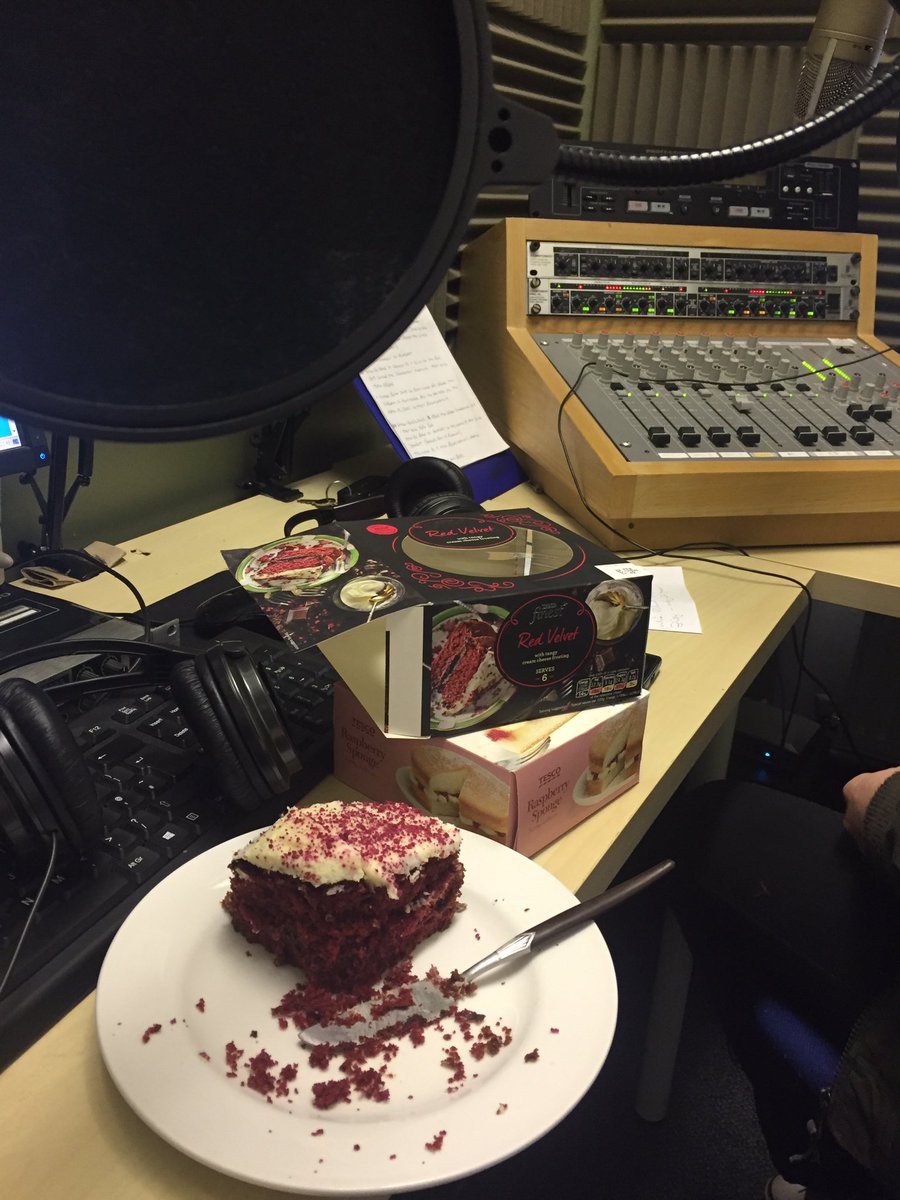 April_kirby2's tweet photo. May have got a little peckish mid show - thank you @Tesco for being open! @JamesHydenDJ loved the red velvet! @TSoFR #greatshow https://t.co/X9vDDXXSeT