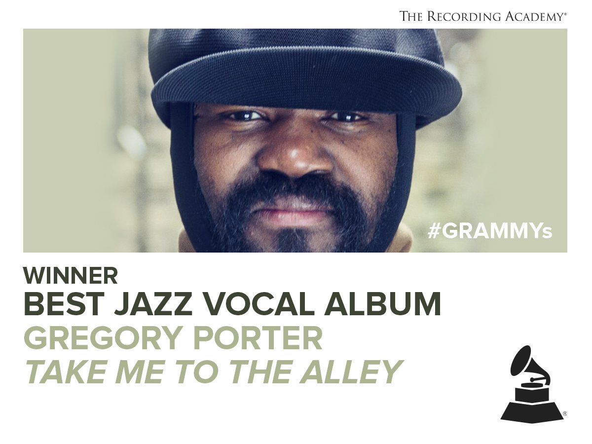 RecordingAcad's tweet photo. Congrats Best Jazz Vocal Album 'Take Me To The Alley' @gregoryporter #GRAMMYs https://t.co/YznsYjJDiQ