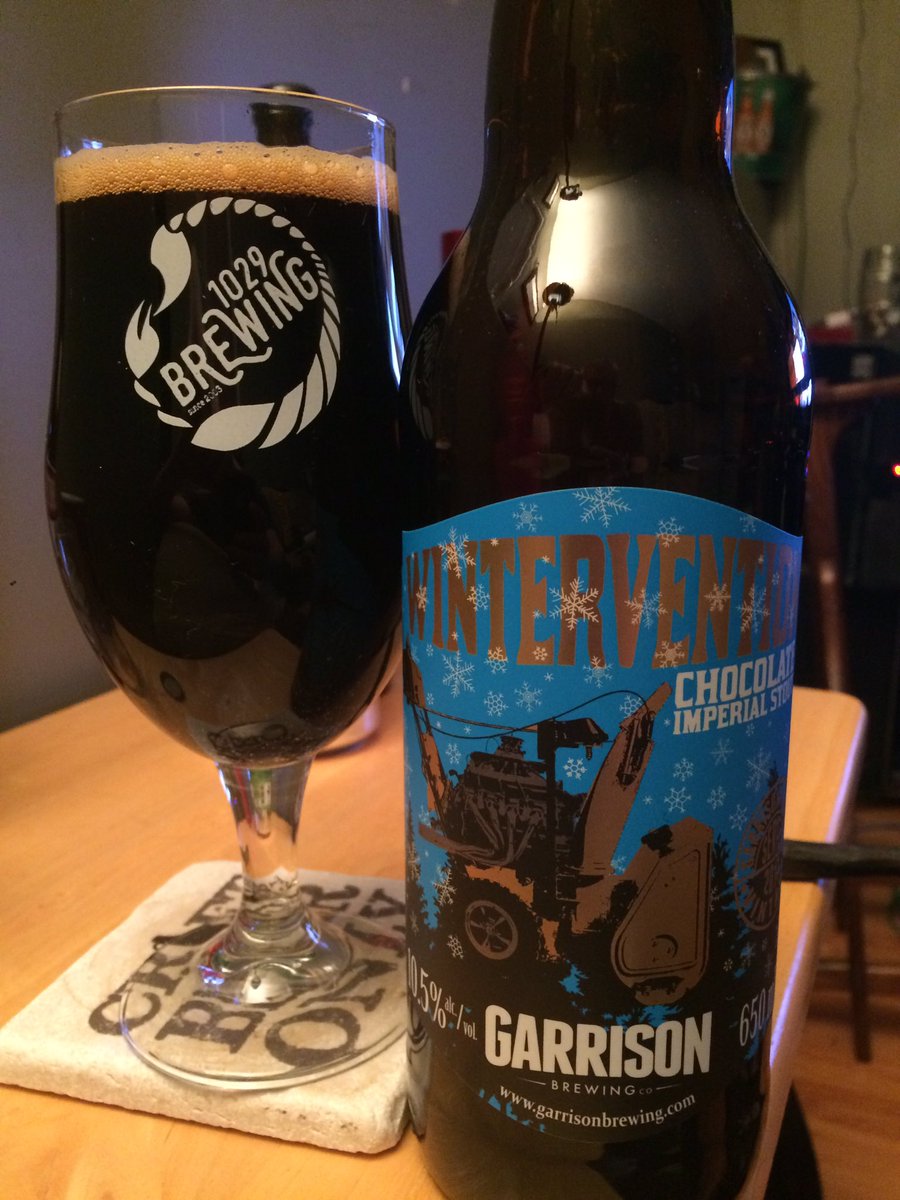 In a last ditch effort to prevent tomorrow's impending doom I'm staging/drinking a Wintervention from <a href="/GarrisonBrewing/">Garrison Brewing Co.</a> let's hope this works