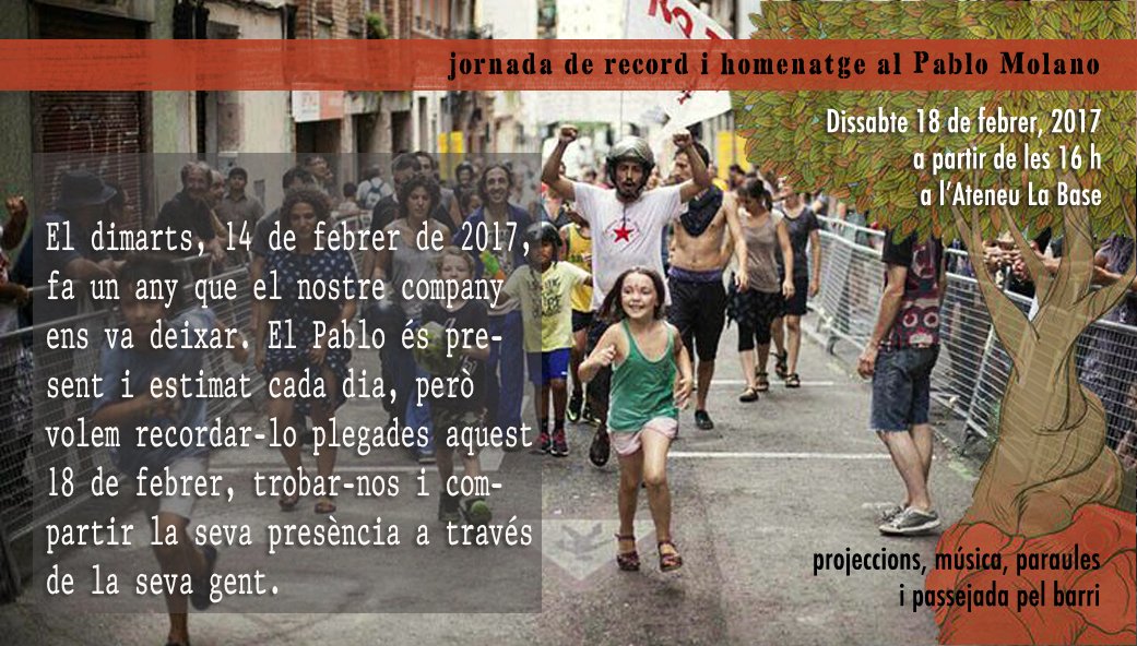Dissabte, 18 de febrer, us convidem a una jornada de record i homenatge al nostre company estimat Pablo Molano