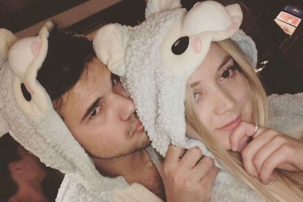 Billie Lourd and Taylor Lautner wear matching onesies as she wishes him a happy birthday -  