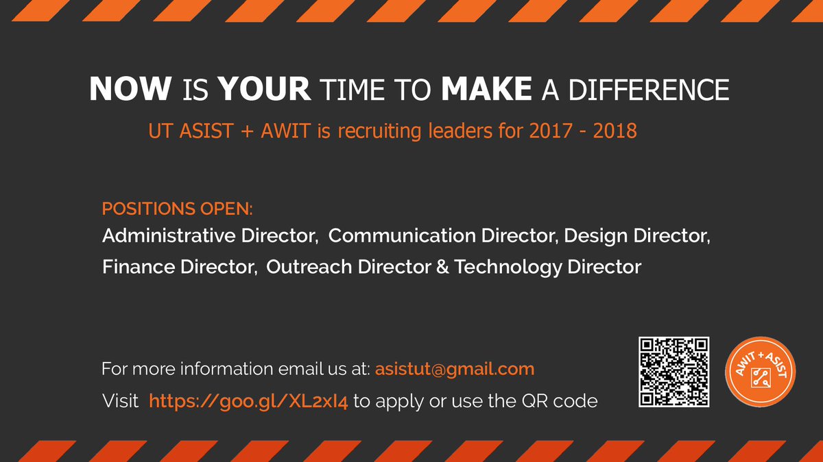 asistUT's tweet photo. Don't forget to apply for 2017 - 2018 ASIST &amp; AWIT leadership positions by February 12th! Apply at https://t.co/QeT6yH1QRJ https://t.co/lgfDtYWI4e