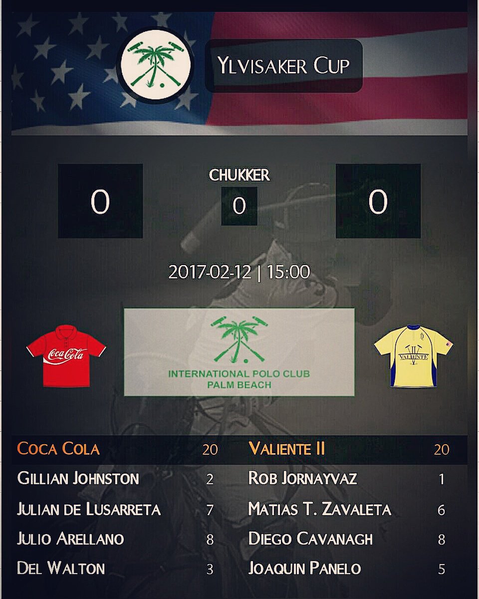 ChukkerApp's tweet photo. #lineup #cocacolapolo vs #valienteII
4th #quarterfinal - 2017 #Ylsivakercup @uspoloassociation
@PoloAssociation
Follow with @ChukkerApp! https://t.co/Y8Rdm6J2Q9