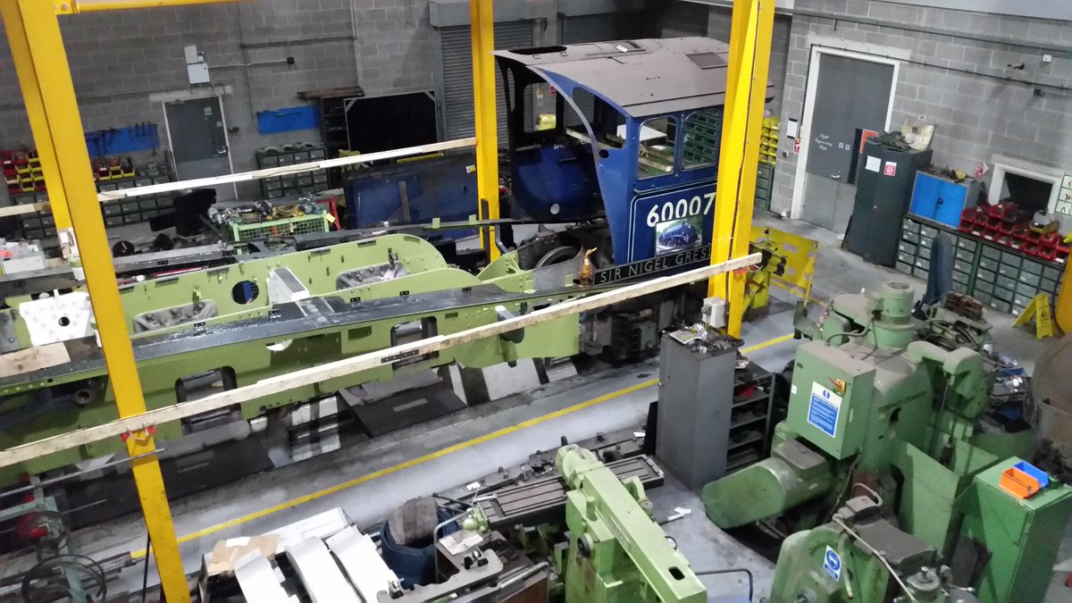 MarkHarrington's tweet photo. Sir Nigel Gresley coming along nicely @railwaymuseum . Look forward to when he eventually returns to @nymr https://t.co/kE75iSYRyt
