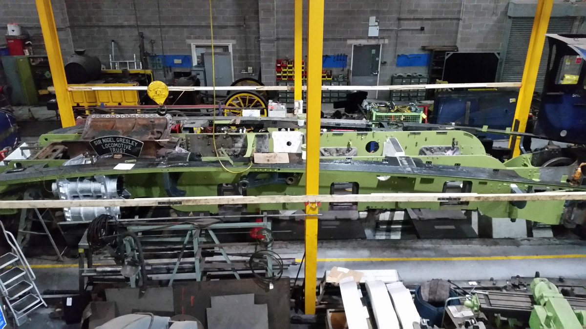 MarkHarrington's tweet photo. Sir Nigel Gresley coming along nicely @railwaymuseum . Look forward to when he eventually returns to @nymr https://t.co/kE75iSYRyt