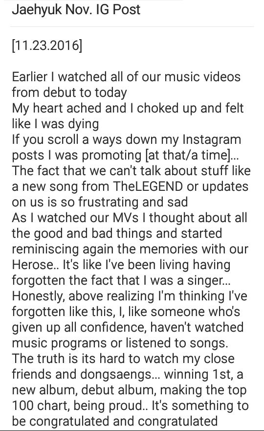 milkywayvixx's tweet photo. Here's a trans of Jaehyuk's latest long IG post, from the end of November last year. #TheLegend #Jaehyuk #AlwaysWithTheLegend https://t.co/klc0fywGjj