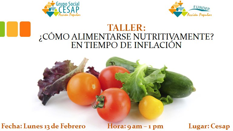 CESAP_AC's tweet photo. Taller ¿Cómo alimentarse en tiempos de inflación? 🥕🍗🥛☕️

Nos vemos mañana en el Centro de Eventos CESAP, en nuestra sede en Caracas. https://t.co/VnkTpAzSrk