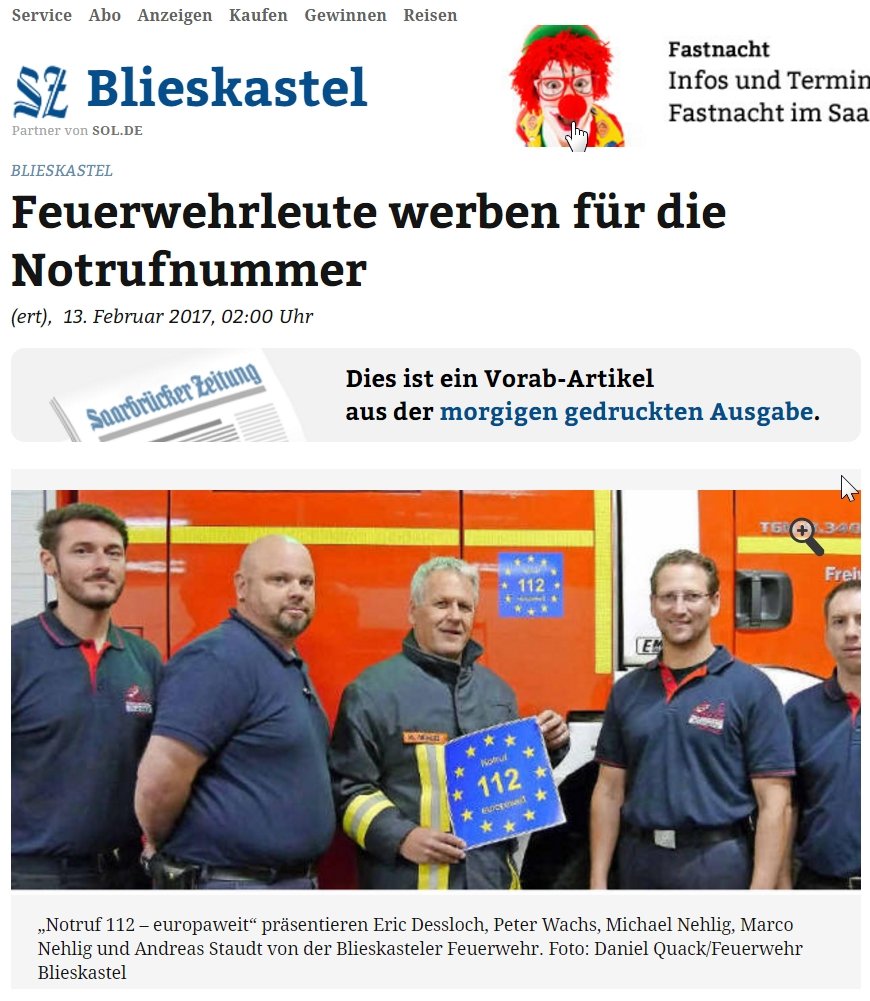 Notruf112EUweit's tweet photo. Feuerwehrleute werben für die Notrufnummer - https://t.co/J3rpXomwne via @szaktuell #112Day2017 #feuerwehr #drk #leitstelle
@saarland_de https://t.co/9wiPPpHRGz