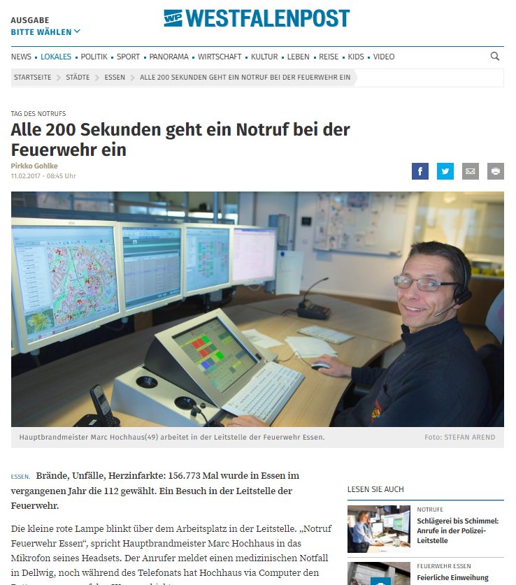 Notruf112EUweit's tweet photo. Alle 200 Sekunden geht ein Notruf bei der Feuerwehr ein https://t.co/fRy2PzreSF #112Day2017 #feuerwehr #drk #leitstelle @feuerwehressen https://t.co/5MGiO9j1vw