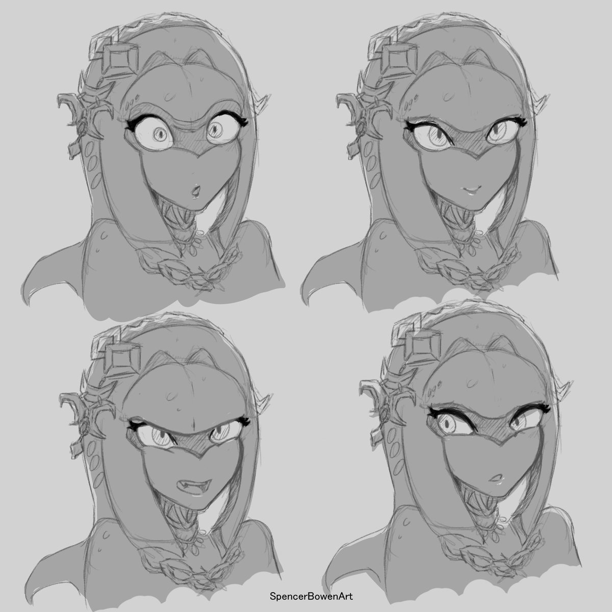 spenzbow's tweet photo. Zora Girl from Breath of the Wild. Morning warm-ups. #art https://t.co/fCEb8wUlUP