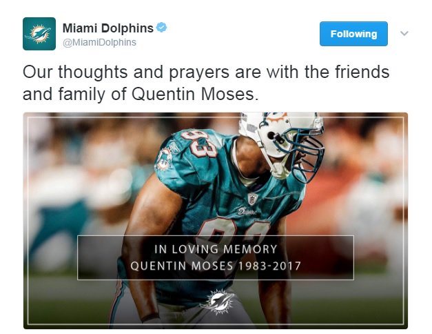 Former Dolphins defensive player Quentin Moses dies in tragic house fire bit.ly/2lFL6io https://t.co/WBAcR1lknZ