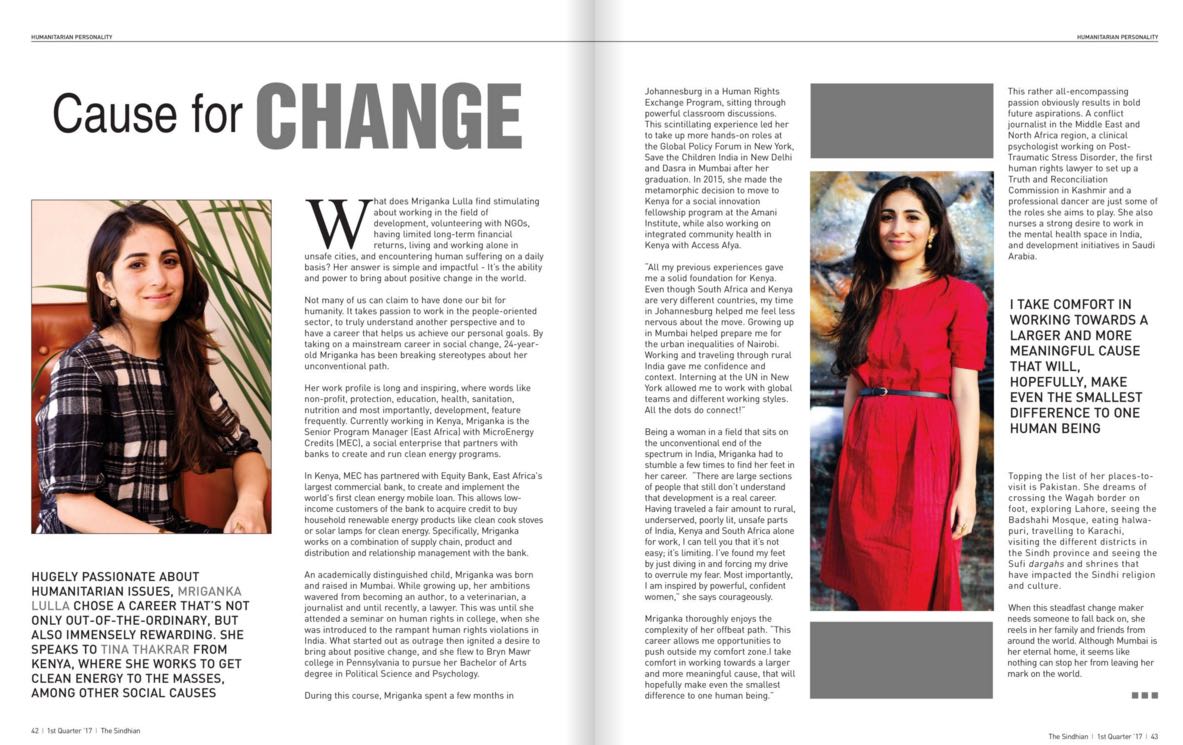 Shafferan's tweet photo. "#Mriganka has been breaking stereotypes about her unconventional path." Proud of you @mriganka_3 #CauseForChange https://t.co/PoVw79jhh0