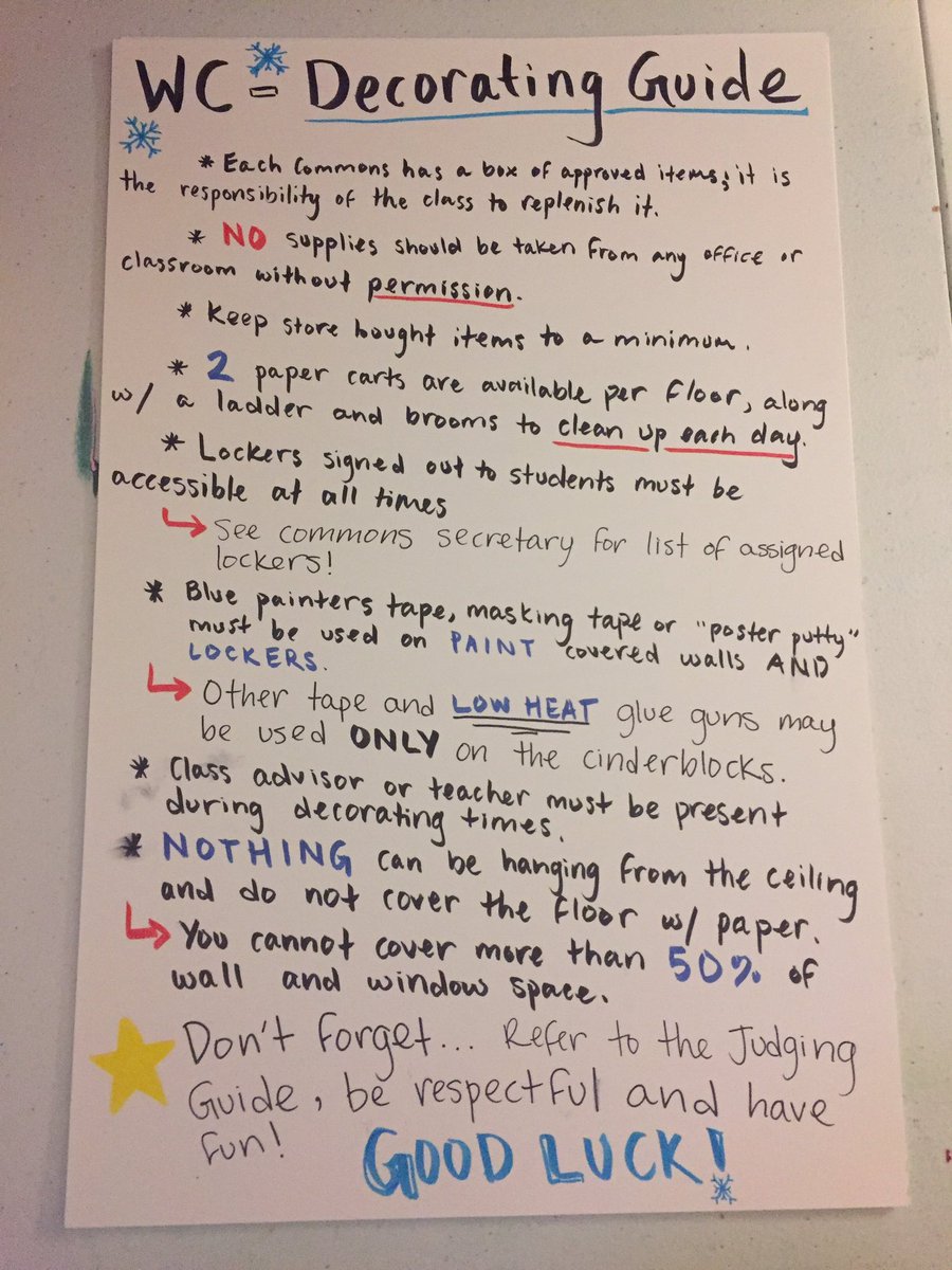 EHSsenate's tweet photo. Commons Decorating will go forward as usual when we return to school on Tuesday! Check out the decorating &amp; judging guides! ❄️Please RT❄️ https://t.co/oYEkJabUHc