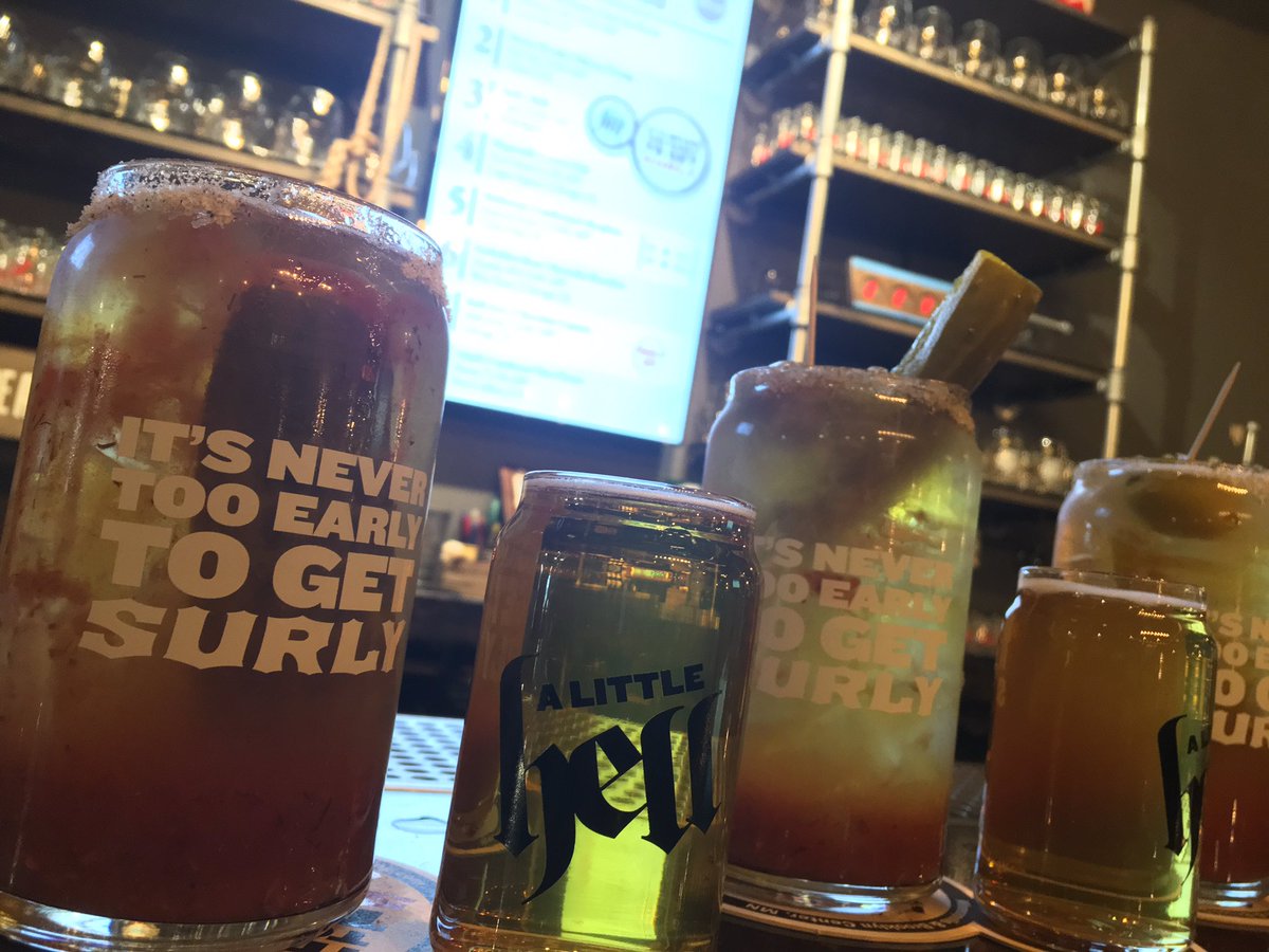 SurlyBrewingIL's tweet photo. @BitterPops thanks for killing this hangover! #NeverTooEarlyToGetSurly #SurlyToBedSurlyToRise #MakeYourLagerLouder #MicHELLada #BloodyHell https://t.co/dyVQvnuwFP