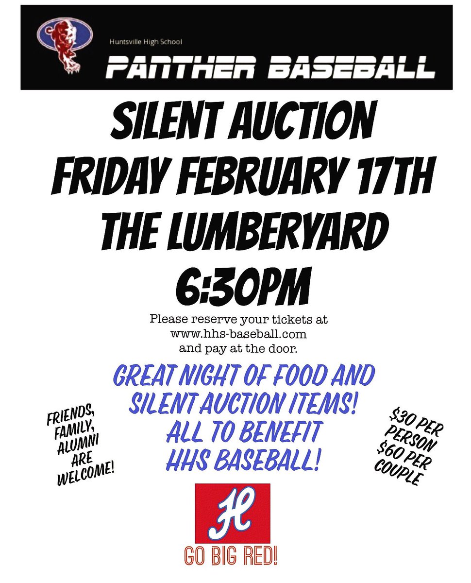 HHS Baseball Silent Auction this Friday night Feb. 17- get signed up! Fun night and great fundraiser for our program. #GBR