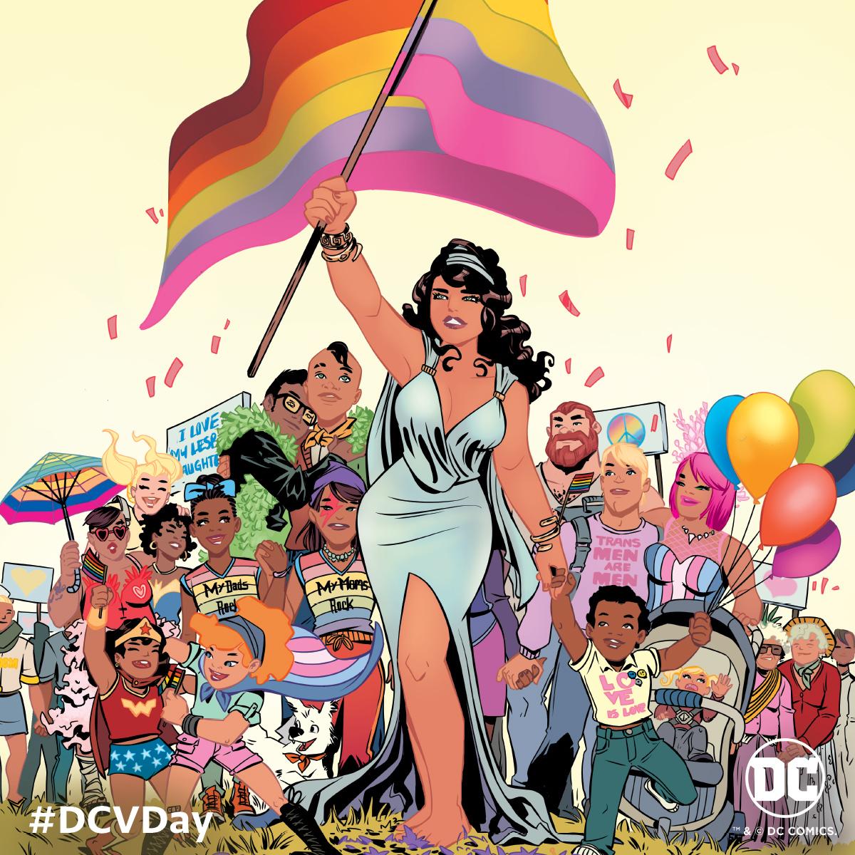 DCOfficial's tweet photo. No matter the day, the place, or the person--love wins. Go here to print your own Love Is Love #DCVDay card! https://t.co/TMB4jhruBi https://t.co/ieIDeMTTEG