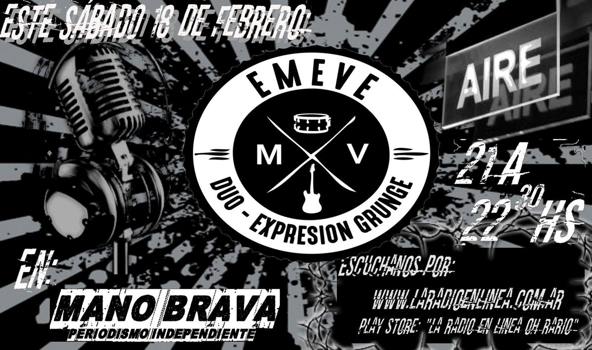 manobrava2's tweet photo. No se pierdan este sábado la entrevista que tendremos con la banda @emevebanda https://t.co/gCqjUMDoEG
