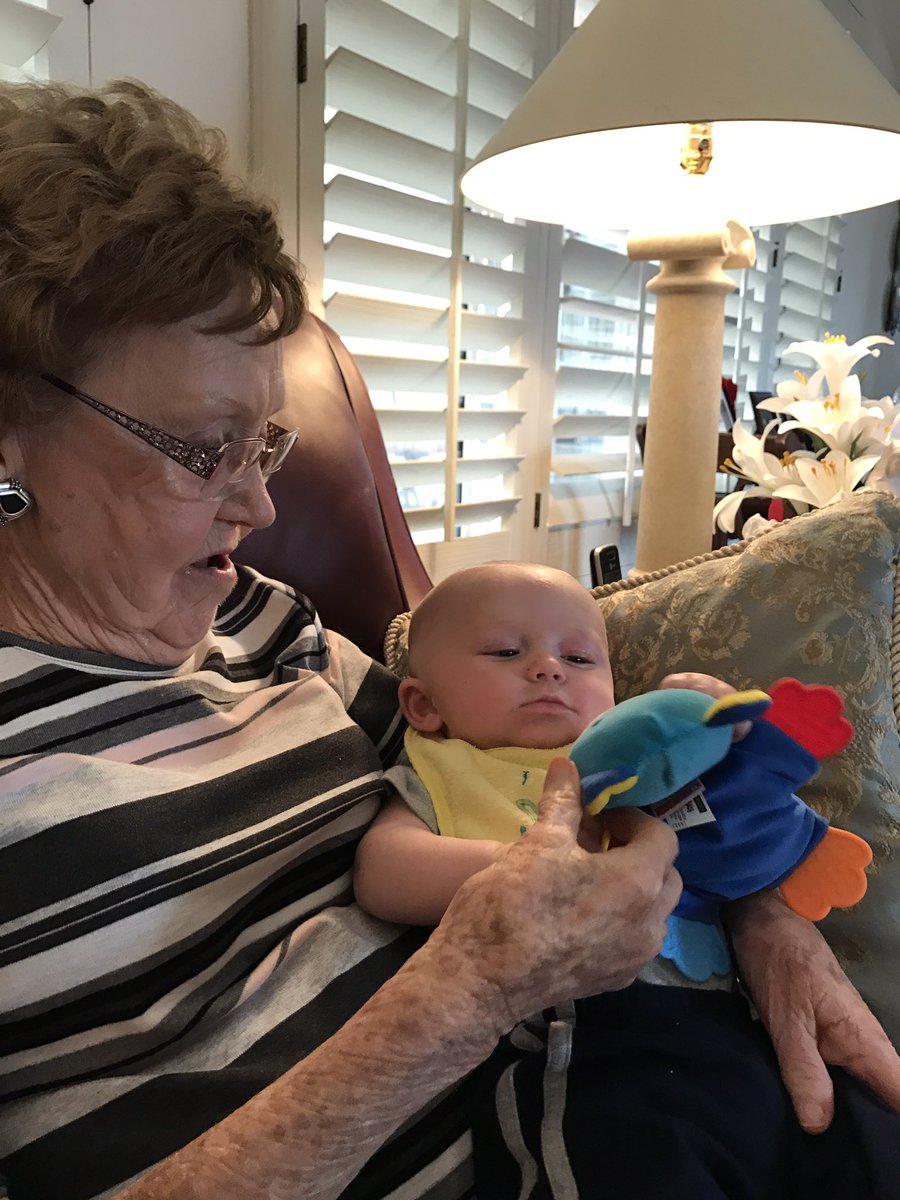 FredWeaverV's tweet photo. Me and my great-grandma hanging out this morning. She's 1,169 months old. I'm 4 months old. Woah! https://t.co/AsCQ2Ugy6A