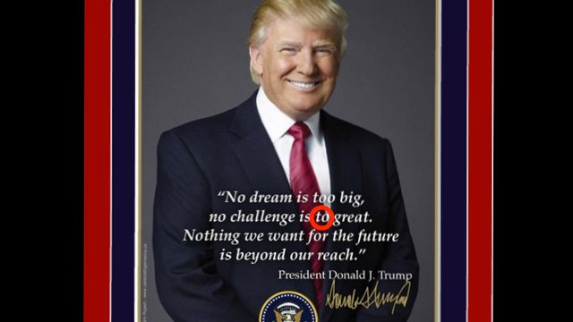 thehill's tweet image. Trump's official inauguration poster has glaring typo: hill.cm/uZNMwWW