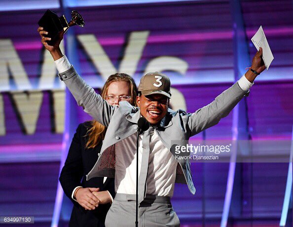 Chance_Direct's tweet photo. .@chancetherapper accepts #GRAMMYs for Best Rap Album 'Coloring Book' #Chanc3 https://t.co/howULn3nBT