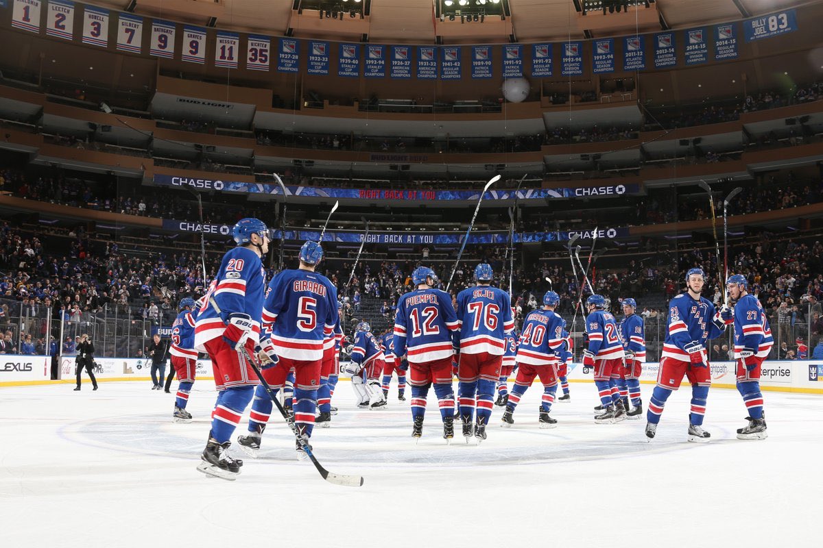 lkduncan3's tweet photo. In the FOUR Rangers home games this week, FOUR goals were scored in each one by the @NYR for the win #nyr
#luckynumber #homestandsweep https://t.co/Tv5ekHCpjA