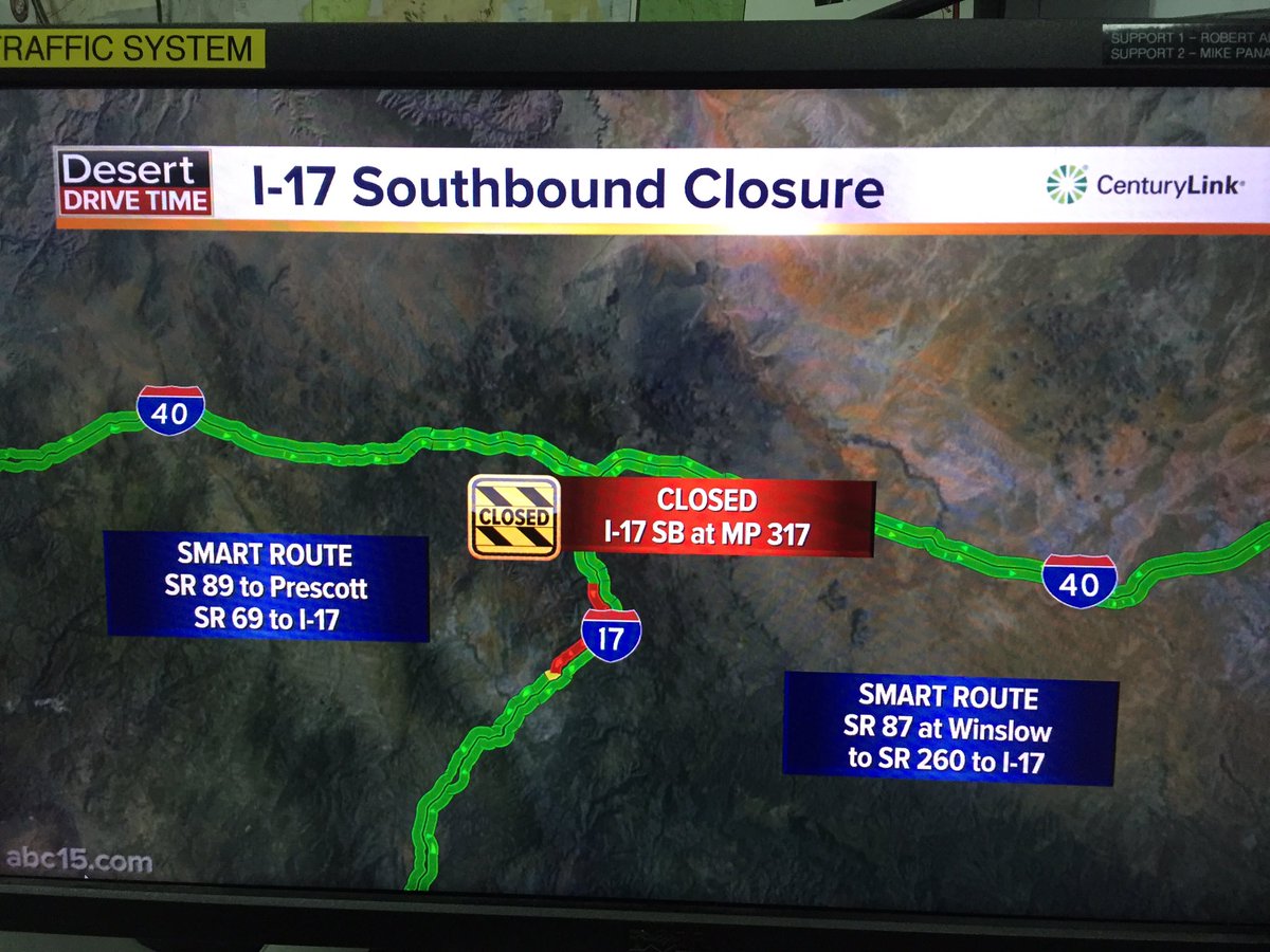 NickCiletti's tweet image. Looking for a #SmartRoute to avoid the closure on I-17 southbound? @ArizonaDOT has two options from I-40 @abc15
