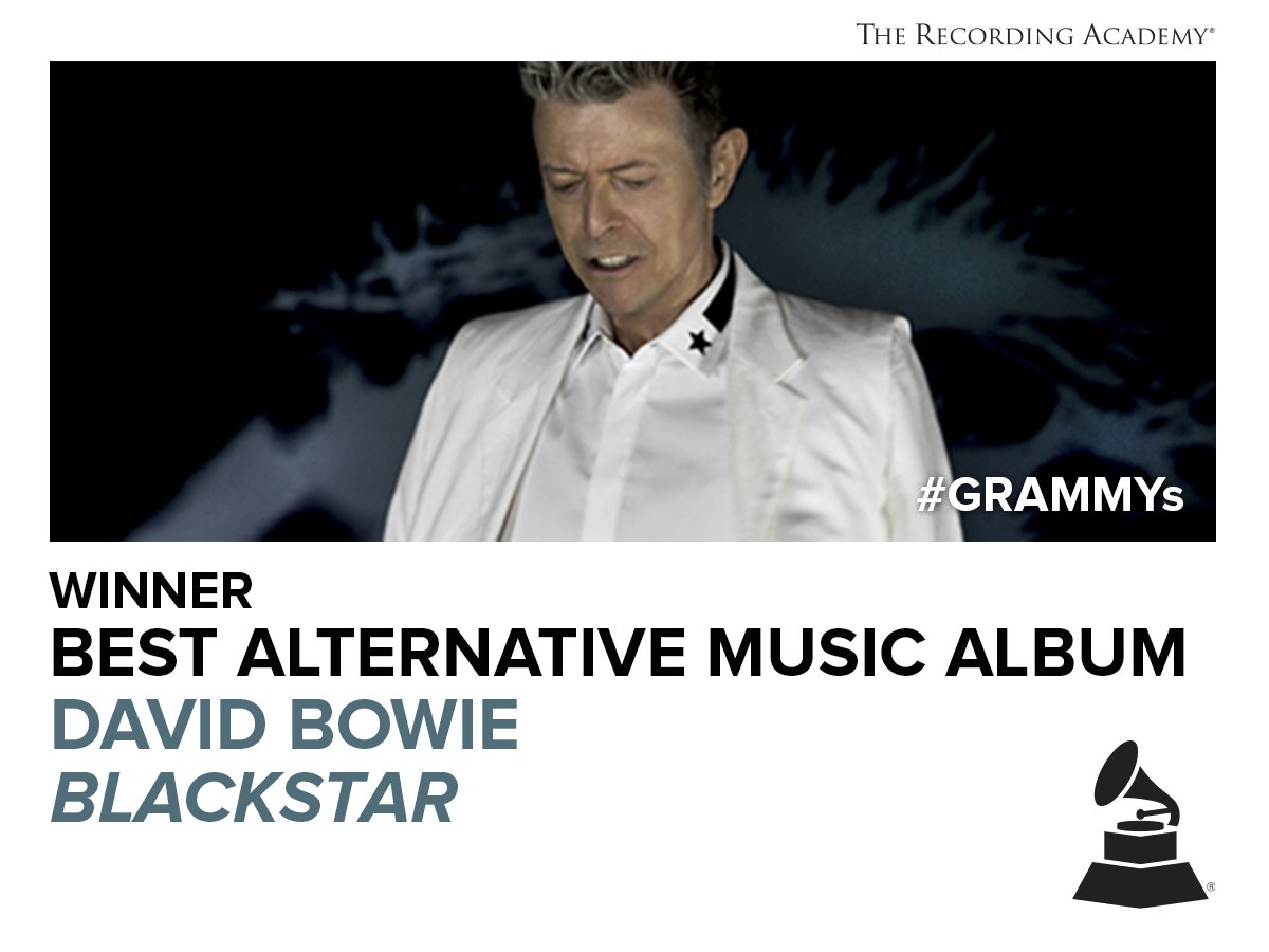 RecordingAcad's tweet photo. Congrats Best Alternative Music Album 'Blackstar' David Bowie #GRAMMYs https://t.co/Ix4Zih0gTp