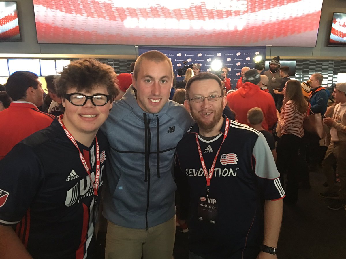 SpOlympicsMA's tweet photo. Game recognizes game. @NERevolution 1st team & Unified team members at today's #NERevsKit launch. #PlayUnified #ballersgottaball #VIPstatus https://t.co/girAihux0K