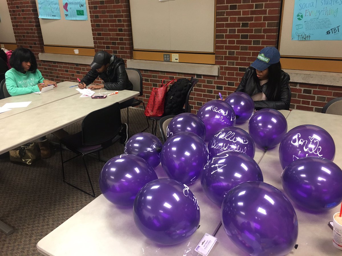Desire2AspireMU's tweet photo. If you see a purple balloon on campus, read the message! We are spreading love and unity. π#WithLoveD2A https://t.co/1keX02TN5W