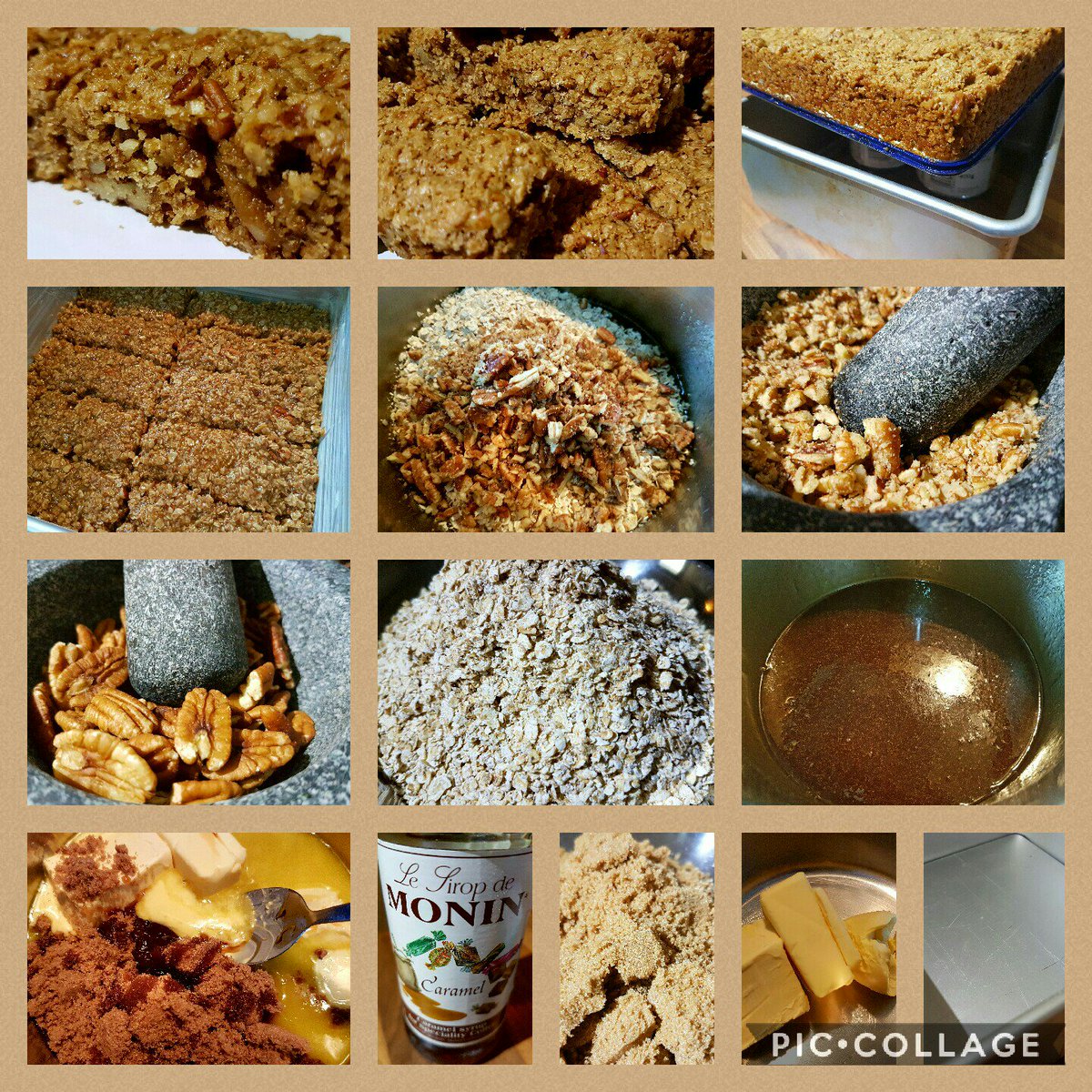 MAPECAN FLAPJACK #maplesyrup #pecans #pushpan #pushpan #monin #caramel #originalrecipe #oats #traybake #baking #homemade #syrup #sweettreats