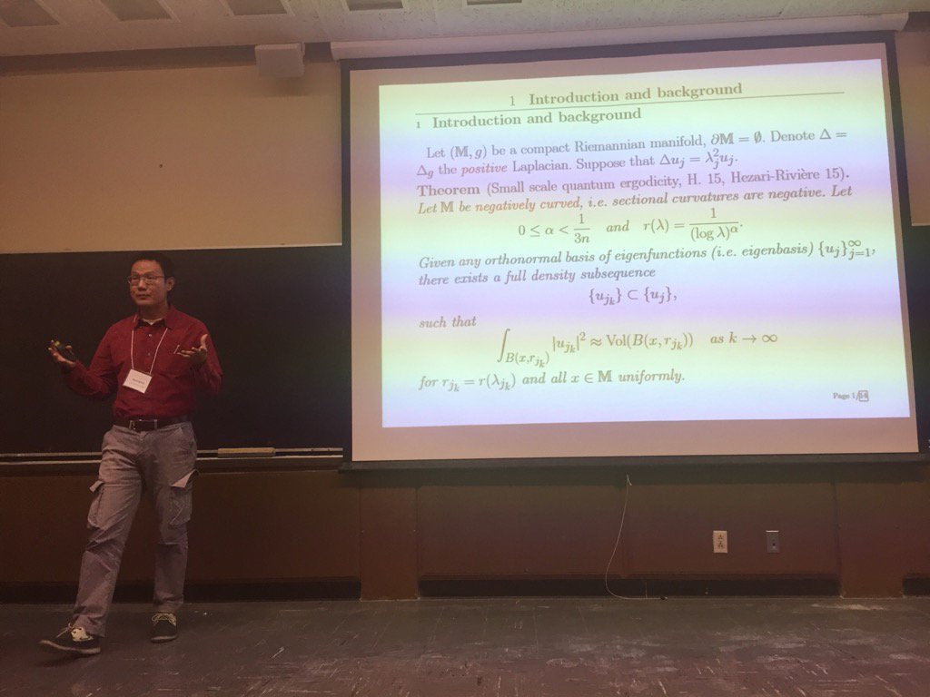 dajmeyer's tweet photo. Han states quantum ergodicity theorem up front at Western States #MathPhys Meeting @Caltech: https://t.co/0E6u1i4kDk https://t.co/XC0j5mWC8a