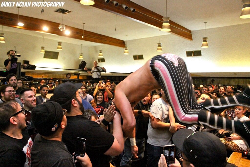 nick13official's tweet photo. Here's a pic my friend sent of me partying at an indie wrestling match recently. Who's watching #WWEChamber today? https://t.co/0vScnDfTBh