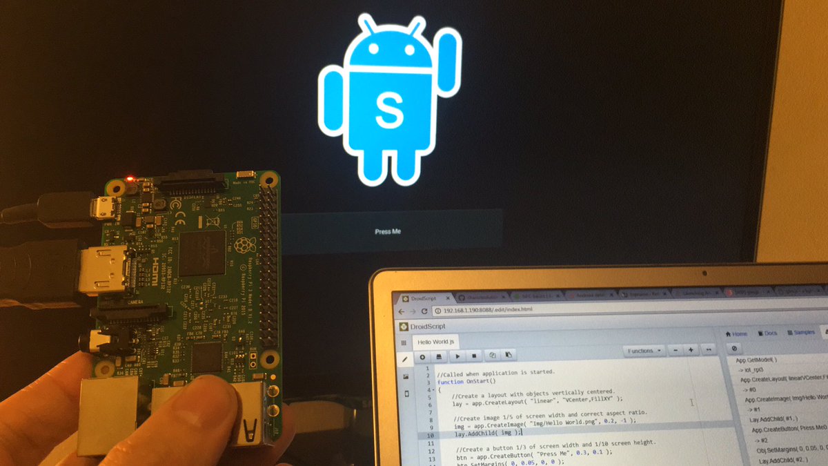 droidscript's tweet image. Whoohoo! I just got #DroidScript working on the #raspberrypi 
groups.google.com/d/msg/androids…