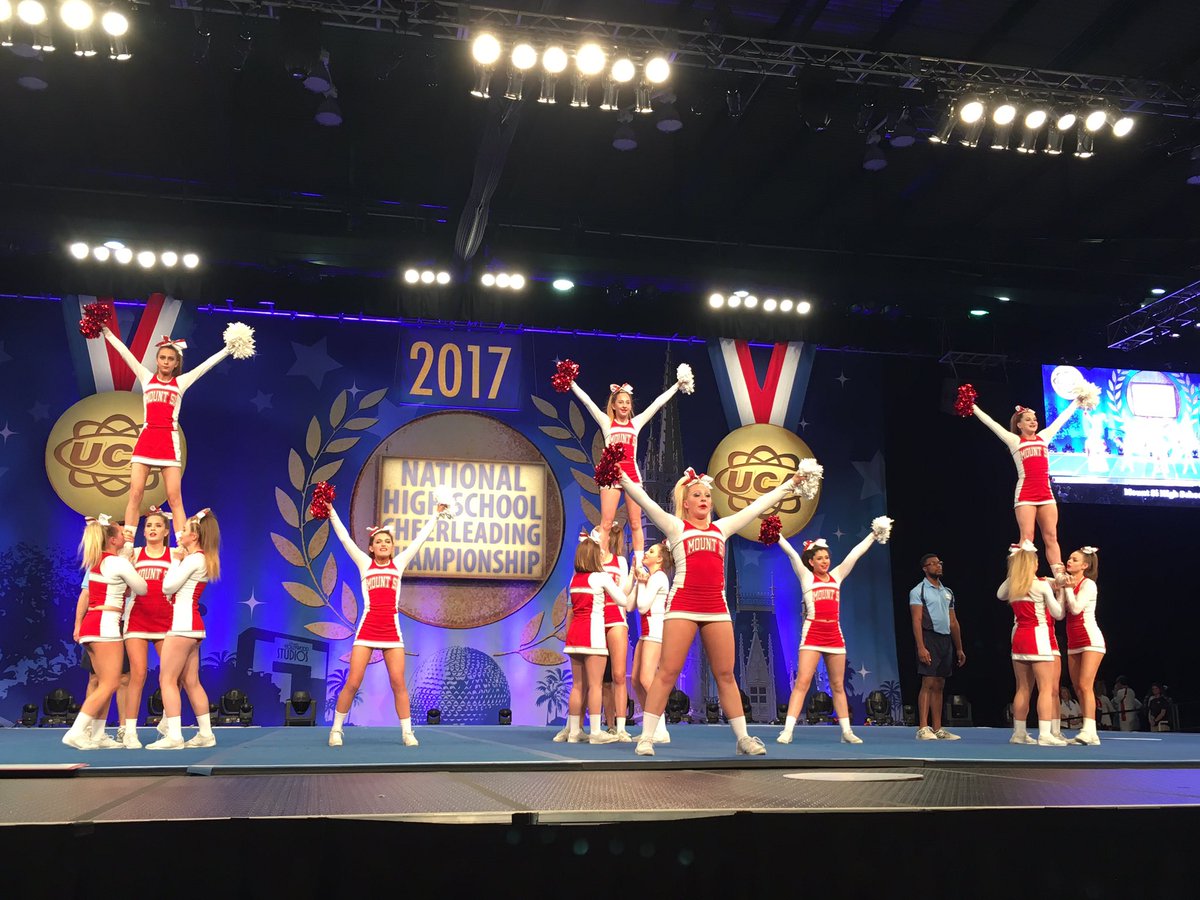 UCAupdates's tweet photo. 👊🏼ROCK SOLID👊🏼 stunting rounds out the Small & Medium Varsity Non Tumbling Divisions! #UCAnationals https://t.co/GqFC9N65zP