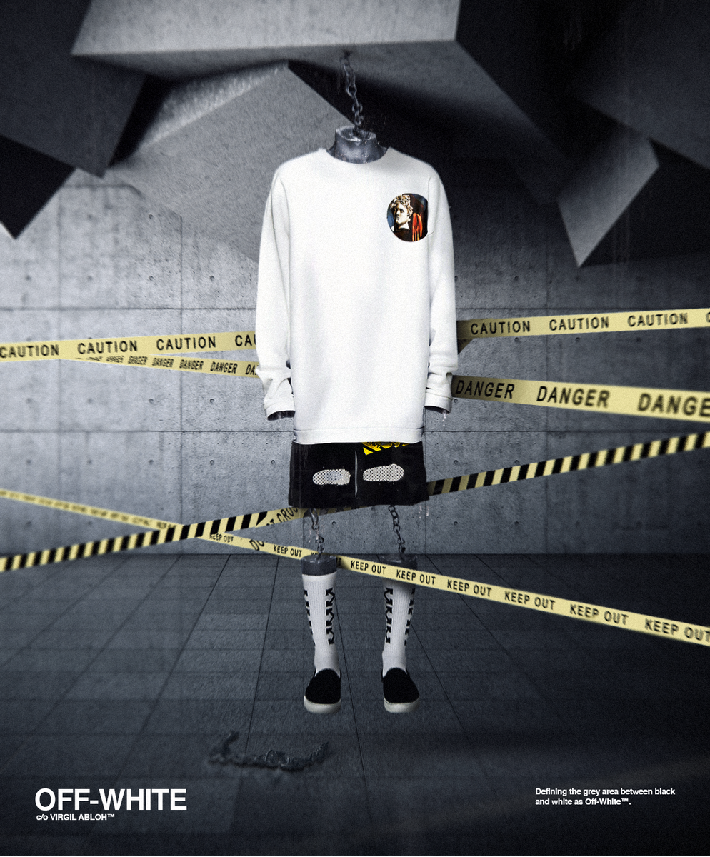 OFF-WHITE 17SS DIAG SILVER CHIRICO CREW - スウェット