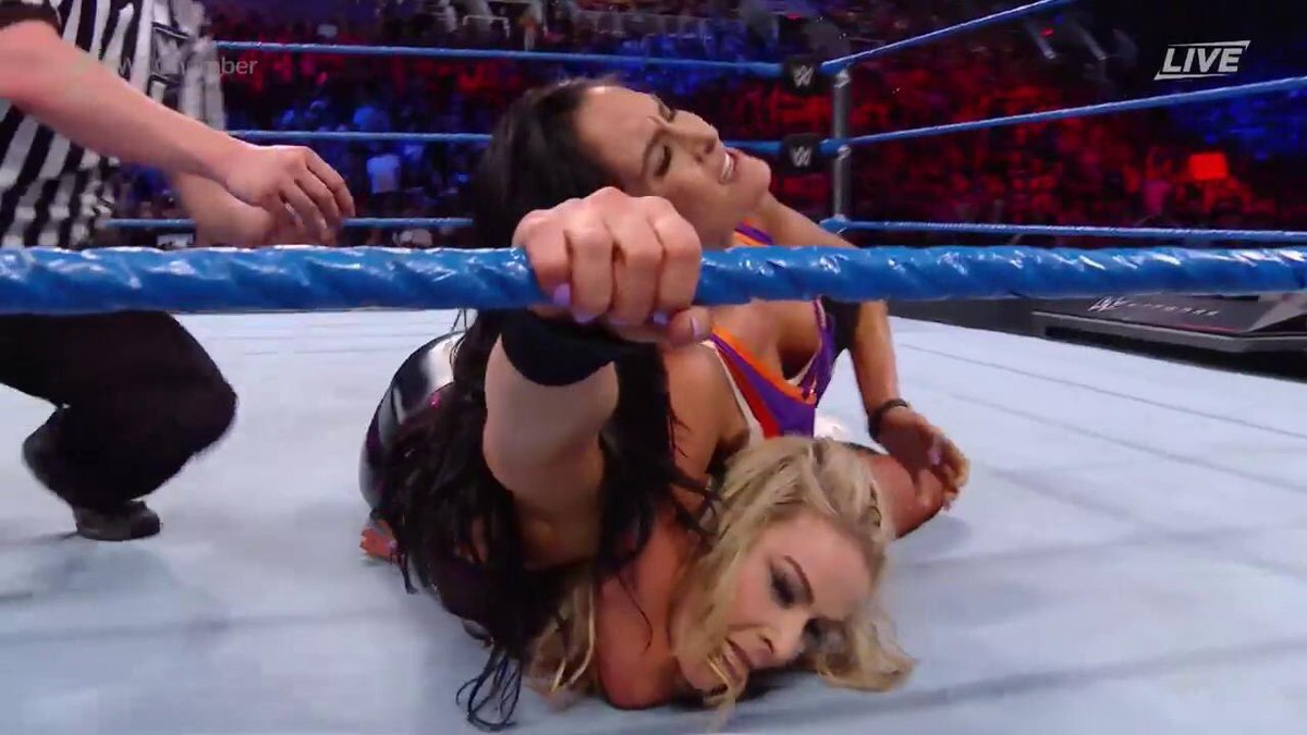 AStormIncoming's tweet photo. @HartAndClaws manages a rope break to escape the #FearlessLock! 
#WWEChamber https://t.co/BwKjzEqJ0m