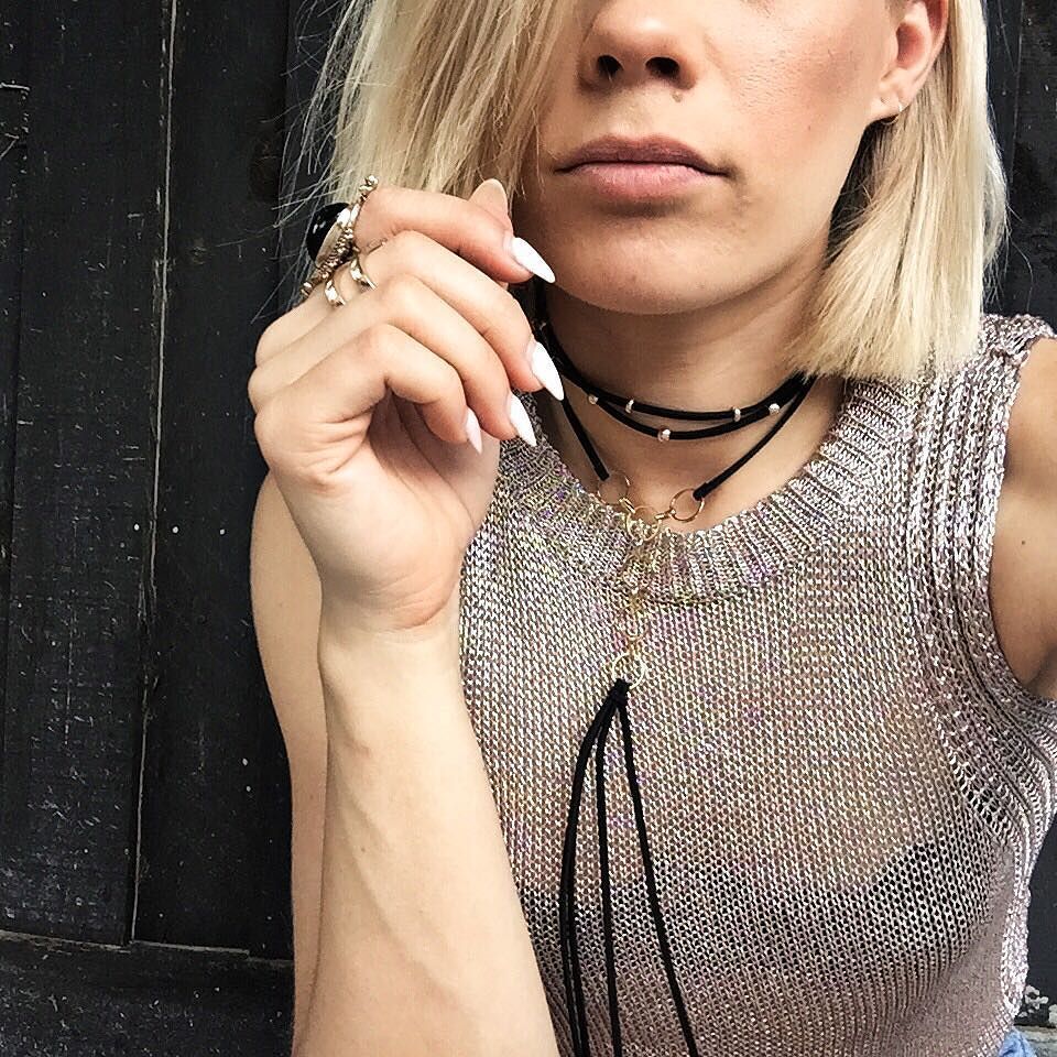 Rocker Chic. 🖤Get this necklace for only $14.99 &amp; pair with the oval stone festival ring $9.99 – link in bio to sho…