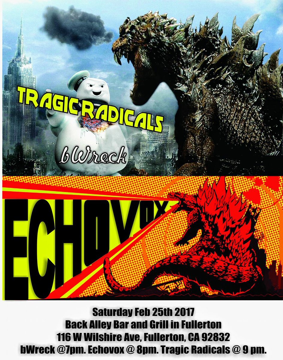 bWreckBand's tweet photo. Saturday 2/25 bWreck | The Tragic Radicals | Echovox we're on at 7pm sharp! #bWreck #sat #livemusic https://t.co/ti4S6GXoeX