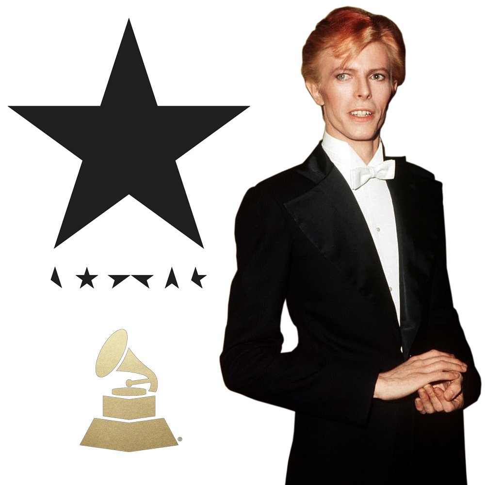 DavidBowieReal's tweet photo. Congrats to all involved with the creation of Bowie’s ★, after a clean sweep at the GRAMMYs tonight: https://t.co/FNJYAnD3Gf 
#grammys2017 https://t.co/hnsBry06xJ